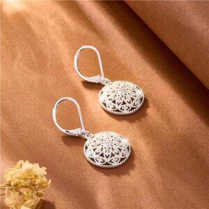 💎 Sterling Silver Leverback Earrings – CZ Diamond Dangle Drop Jewelry